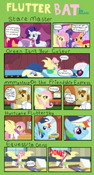 Size: 1700x3140 | Tagged: safe, artist:oneovertwo, apple bloom, donut joe, fluttershy, photo finish, rainbow dash, rarity, scootaloo, sweetie belle, bat pony, bats!, equestria girls, green isn't your color, hurricane fluttershy, mmmystery on the friendship express, stare master, alternate scenario, bathrobe, broom, clothes, comic, cutie mark crusaders, flutterbat, hissing, modelshy, race swap, robe
