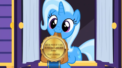 Size: 640x360 | Tagged: safe, derpibooru import, edit, edited screencap, screencap, trixie, pony, unicorn, to saddlebags and back again, to where and back again, avatar the last airbender, female, mare, medal, solo