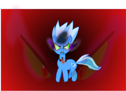 Size: 900x648 | Tagged: safe, artist:mlpstraightmane, derpibooru import, trixie, pony, unicorn, magic duel, alicorn amulet, dark magic, female, glowing eyes, mare, red background, simple background, solo, sombra eyes