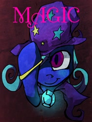 Size: 913x1207 | Tagged: safe, artist:awk44, derpibooru import, trixie, pony, unicorn, magic, solo, traditional art, trixie's cape, trixie's hat