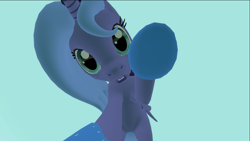 Size: 1281x721 | Tagged: safe, artist:hericks, princess luna, alicorn, pony, 3d, :o, curious, cute, filly, gradient background, head tilt, looking at you, open mouth, poking, raised hoof, s1 luna, simple background, solo, source filmmaker, woona, young