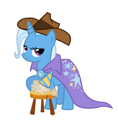 Size: 473x488 | Tagged: safe, artist:drlonepony, derpibooru import, braeburn, trixie, pony, unicorn, female, hat, mare, simple background, solo, transparent background, vector