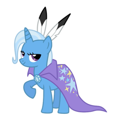 Size: 491x524 | Tagged: safe, artist:drlonepony, derpibooru import, little strongheart, trixie, pony, unicorn, feather, female, mare, simple background, solo, transparent background, vector