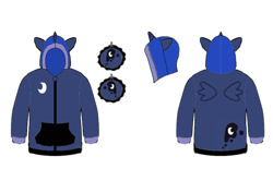 Size: 700x495 | Tagged: safe, artist:monostache, princess luna, alicorn, pony, clothes, design, hoodie