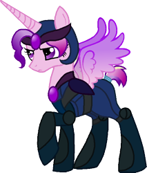 Size: 518x609 | Tagged: safe, artist:starryoak, princess cadance, alicorn, pony, alternate universe, armor, frown, glare, simple background, solo, spread wings, transparent background