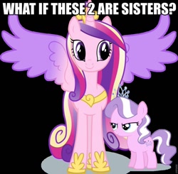 Size: 960x942 | Tagged: safe, diamond tiara, princess cadance, alicorn, pony, caption, headcanon, image macro