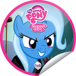 Size: 300x300 | Tagged: safe, derpibooru import, trixie, magic duel, spoiler:s03, getglue, hub logo, hubble, sticker, the hub