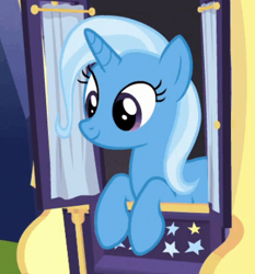 Size: 404x434 | Tagged: safe, derpibooru import, screencap, trixie, pony, unicorn, to where and back again, cropped, cute, diatrixes, female, mare, raised hoof, solo