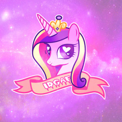 Size: 400x400 | Tagged: safe, artist:disfiguredstick, princess cadance, alicorn, pony, heart eyes, idgaf, no fucks, old banner, solo, subversive kawaii, wingding eyes