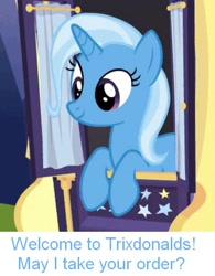 Size: 403x516 | Tagged: safe, derpibooru import, edit, edited screencap, screencap, trixie, pony, unicorn, to where and back again, cropped, drive thru, female, mare, solo