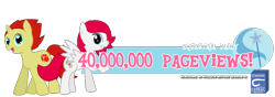 Size: 1000x350 | Tagged: safe, artist:exkira, derpibooru import, trixie, oc, oc only, oc:phoe, oc:sethisto, pegasus, pony, unicorn, banner, cutie mark, equestria daily, female, male, mare, milestone celebration, stallion