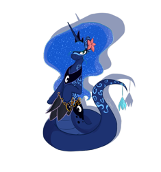 Size: 769x817 | Tagged: dead source, safe, artist:spaerk, princess luna, lamia, original species, lamiafied, mlpgdraws, simple background, solo, species swap, transparent background