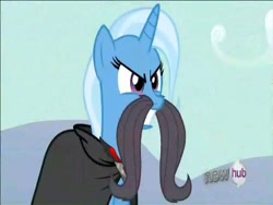 Size: 384x288 | Tagged: safe, derpibooru import, screencap, trixie, magic duel, alicorn amulet, moustache