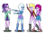 Size: 1024x754 | Tagged: safe, artist:drawingaccount, derpibooru import, fuchsia blush, lavender lace, starlight glimmer, trixie, equestria girls, boots, clothes, cute, equestria girls-ified, female, high heel boots, hoodie, jacket, pleated skirt, shoes, shorts, simple background, skirt, sneakers, socks, tanktop, transparent background, trixie and the illusions, vector