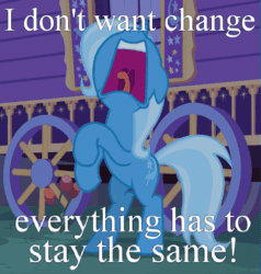 Size: 513x539 | Tagged: safe, derpibooru import, edit, edited screencap, screencap, trixie, pony, unicorn, to where and back again, animated, cropped, female, floppy ears, freakout, frightened, frown, gif, hoofy-kicks, image macro, loop, mare, meme, nose in the air, nostalgia critic, open mouth, panic, reaction image, rearing, scared, screaming, solo, tongue out, trixie yells at everything, trixie's wagon, uvula, volumetric mouth, wide eyes