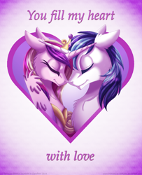 Size: 1300x1600 | Tagged: safe, artist:inuhoshi-to-darkpen, princess cadance, shining armor, alicorn, pony, unicorn, female, horn, male, mare, stallion, valentine