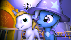 Size: 3840x2160 | Tagged: safe, artist:viranimation, derpibooru import, prince blueblood, snails, snips, trixie, pony, unicorn, 3d, bluetrix, female, male, mare, shipping, source filmmaker, straight