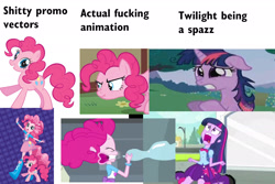 Size: 2206x1472 | Tagged: safe, pinkie pie, twilight sparkle, equestria girls, equestria girls (movie), comparison, vulgar