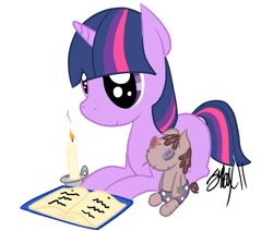 Size: 904x768 | Tagged: dead source, safe, artist:fribox, derpibooru import, smarty pants, twilight sparkle, unicorn twilight, pony, unicorn, book, candle, solo