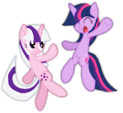 Size: 1122x1026 | Tagged: safe, artist:boulderthedragon, derpibooru import, twilight, twilight sparkle, unicorn twilight, pony, unicorn, g1, duo, female, g1 to g4, generation leap, generational ponidox, mare, simple background, transparent background