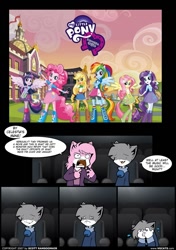 Size: 692x982 | Tagged: safe, edit, applejack, fluttershy, pinkie pie, rainbow dash, rarity, twilight sparkle, equestria girls, aeris, canterlot high, comic, equestria girls logo, leo, leo leonardo iii, vg cats