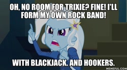 Size: 600x334 | Tagged: safe, derpibooru import, edit, edited screencap, screencap, trixie, equestria girls, rainbow rocks, caption, futurama, image macro, meme, solo, trixie yells at everything