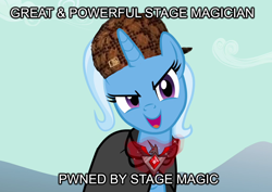 Size: 1018x720 | Tagged: safe, artist:shadesmaclean, derpibooru import, edit, edited screencap, screencap, trixie, pony, unicorn, magic duel, alicorn amulet, amulet, female, hat, mare, meme, scumbag hat, solo