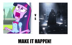 Size: 1600x1000 | Tagged: safe, edit, edited screencap, screencap, twilight sparkle, equestria girls, equestria girls (movie), big no, coward, darth vader, emperor palpatine, exploitable meme, make it happen, regret, shame, star wars, twilight is anakin, twiscream