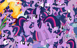 Size: 2560x1600 | Tagged: safe, artist:lightningbolt, derpibooru import, dusk shine, twilight sparkle, unicorn twilight, pony, unicorn, multeity, rule 63, so much pony, sparkle sparkle sparkle, vector, wallpaper