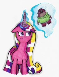 Size: 2283x3003 | Tagged: safe, artist:cartuneslover16, princess cadance, alicorn, pony, crossover, don carlton, monsters university, plushie, toy, traditional art