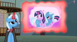 Size: 1919x1052 | Tagged: safe, derpibooru import, trixie, twilight sparkle, magic duel, exploitable meme, meme, shipping, trixivision, twixie