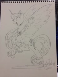 Size: 768x1024 | Tagged: safe, artist:andypriceart, princess luna, alicorn, pony, happy, solo, traditional art