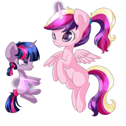 Size: 2000x2000 | Tagged: safe, artist:rue-willings, princess cadance, twilight sparkle, alicorn, pony, filly, younger