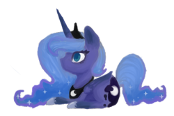 Size: 450x300 | Tagged: safe, artist:breadcipher, princess luna, alicorn, pony, cute, filly, lunadoodle, prone, s1 luna, simple background, solo, transparent background, woona