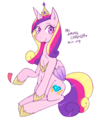 Size: 533x661 | Tagged: safe, artist:divided-s, princess cadance, alicorn, pony, heart, pixiv, solo