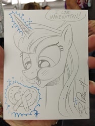 Size: 600x799 | Tagged: safe, artist:andypriceart, princess luna, alicorn, pony, eating, manehattan, pretzel, solo, traditional art