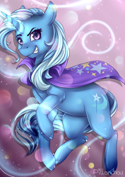 Size: 2893x4092 | Tagged: safe, artist:pillonchou, derpibooru import, trixie, pony, unicorn, absurd resolution, female, magic, mare, missing accessory, solo, trixie's cape