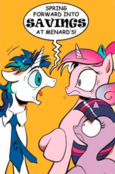 Size: 365x549 | Tagged: safe, idw, princess cadance, shining armor, twilight sparkle, alicorn, pony, unicorn, spoiler:comic, exploitable meme, meme, screaming armor, younger