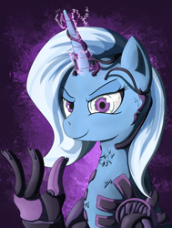 Size: 2647x3500 | Tagged: safe, artist:steptrool, derpibooru import, trixie, cyborg, hand, science fiction