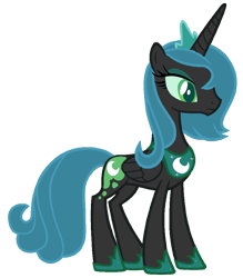 Size: 837x955 | Tagged: safe, artist:blah23z, princess luna, queen chrysalis, changeling, changeling queen, recolor, s1 luna, simple background, solo