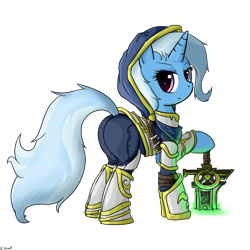 Size: 1024x1024 | Tagged: safe, artist:gscoot, artist:sagasshi, derpibooru import, trixie, pony, unicorn, armor, crossover, female, league of legends, mare, plot, riven, simple background, solo, sword, transparent background