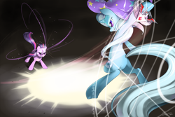 Size: 1280x853 | Tagged: safe, artist:jiayi, derpibooru import, trixie, twilight sparkle, alicorn amulet, duo