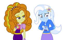 Size: 1024x638 | Tagged: safe, artist:iamsheila, derpibooru import, adagio dazzle, trixie, equestria girls, female, lesbian, shipping, triagio