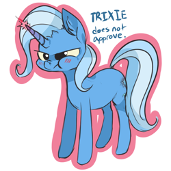 Size: 784x785 | Tagged: safe, artist:xenon, derpibooru import, trixie, blushing, cute, diatrixes, disapproval, pouting