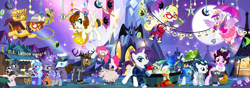 Size: 1800x637 | Tagged: safe, artist:pixelkitties, daring do, derpy hooves, granny smith, maud pie, nightmare moon, pinkie pie, princess cadance, princess luna, rarity, trixie, bat pony, earth pony, pig, pony, amy keating rogers, ancient wonderbolts uniform, bedroom eyes, book, chest, chun li, clothes, commander easy glider, costume, flying, g.m. berrow, gag, ghoulia yelps, glare, hannibal lecter, heather nuhfer, hoof hold, josh haber, m.a. larson, monster high, muzzle, muzzle gag, natasha levinger, open mouth, pixelkitties' brilliant autograph media artwork, ponified, princess peach, reading, skeleton costume, skull, smiling, spread wings, super mario bros., twilight's castle, umbrella