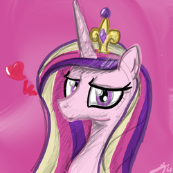 Size: 1024x1024 | Tagged: safe, artist:seiki5x, princess cadance, alicorn, pony, crown, female, horn, mare, multicolored mane, solo