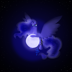 Size: 3000x3000 | Tagged: safe, artist:eveningbloom, princess luna, alicorn, pony, female, horn, mare, simple background, solo