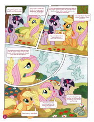 Size: 1021x1330 | Tagged: safe, derpibooru import, applejack, fluttershy, spike, twilight sparkle, bird, dragon, earth pony, pegasus, pony, comic, german comic, official, official content, the great search, translation, twilight is a lion