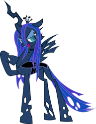 Size: 786x1016 | Tagged: safe, artist:blah23z, princess luna, queen chrysalis, changeling, changeling queen, recolor, simple background, solo