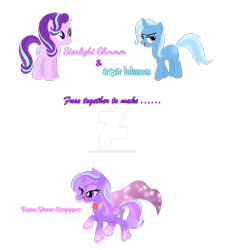 Size: 1280x1415 | Tagged: safe, artist:creepypastafran, derpibooru import, starlight glimmer, trixie, oc, pony, fusion